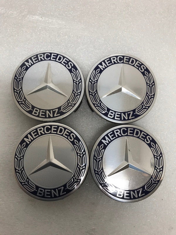 Set of 4 Mercedes 75MM Classic Dark Blue Wheel Center Hub Caps dfae7437