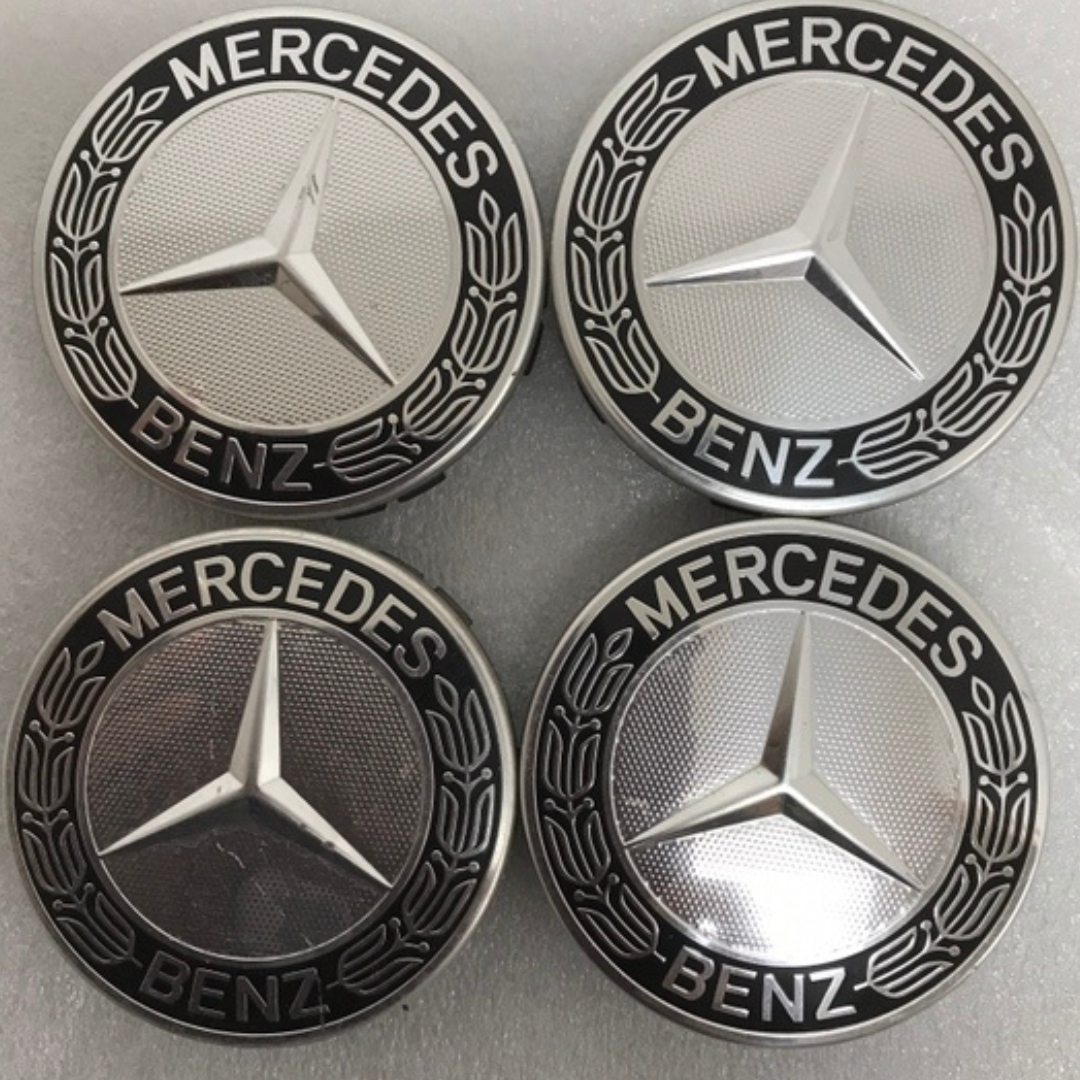 Set of 4 Mercedes 75MM Classic Dark Blue Wheel Center Hub Caps AMG 40db75c9
