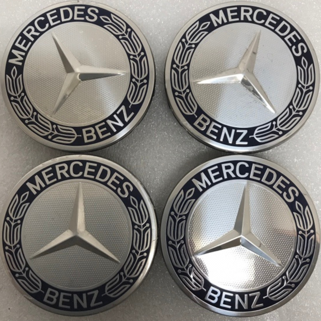 Set of 4 Mercedes 75MM Classic Dark Blue Wheel Center Hub Caps a333b0fe
