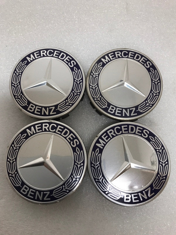 Set of 4 Mercedes 75MM Classic Dark Blue Wheel Center Hub Caps 5a8b5ce0