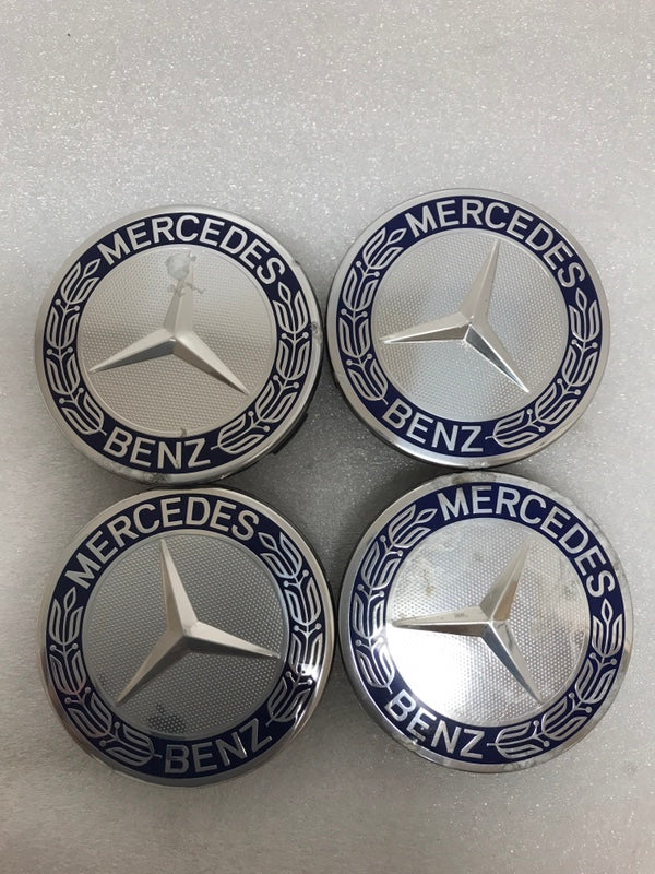 Set of 4 Mercedes 75MM Classic Dark Blue Wheel Center Hub Caps 7b982f74