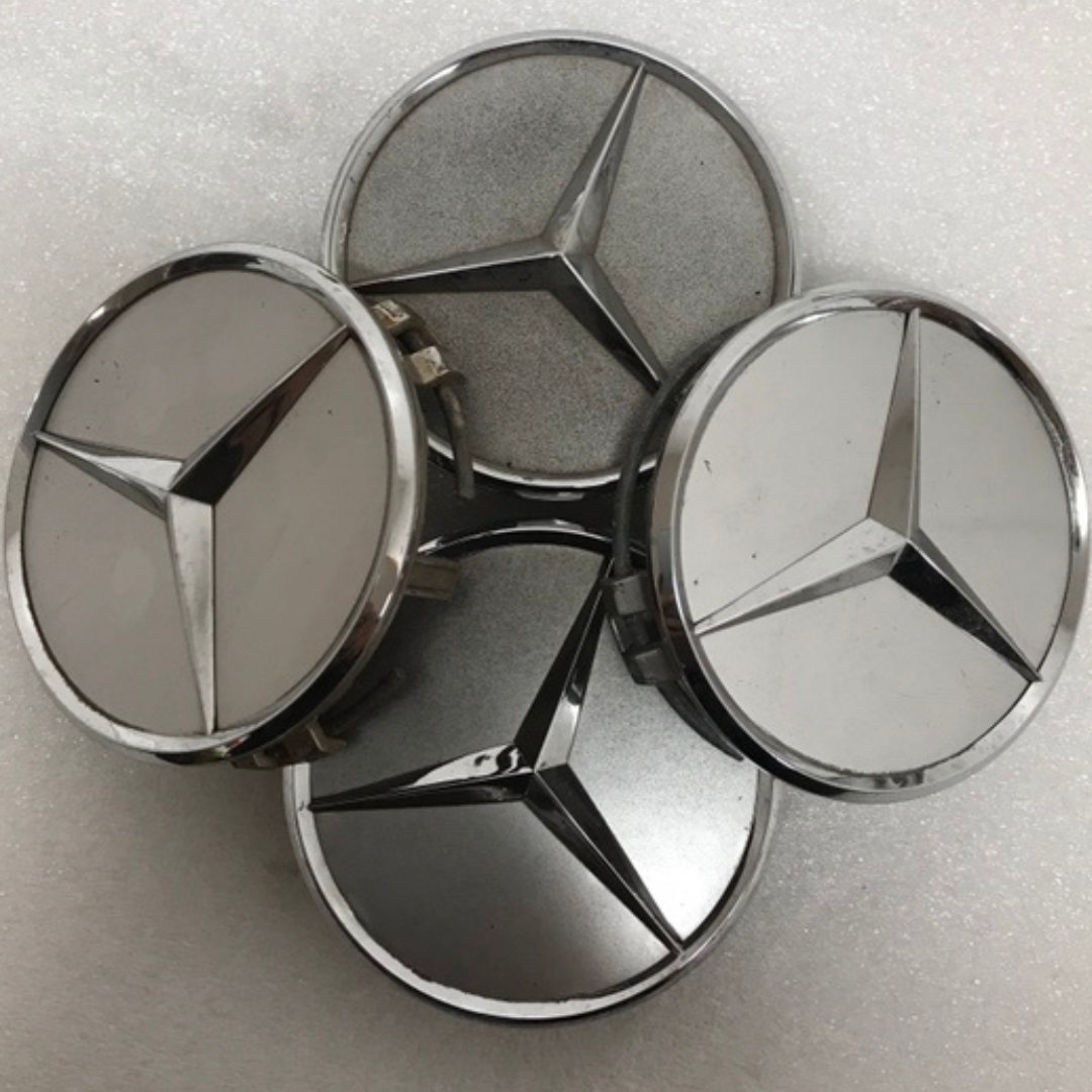 Set of 4 Mercedes-Benz Silver Wheel Center Hub Caps 75mm f90b09fb