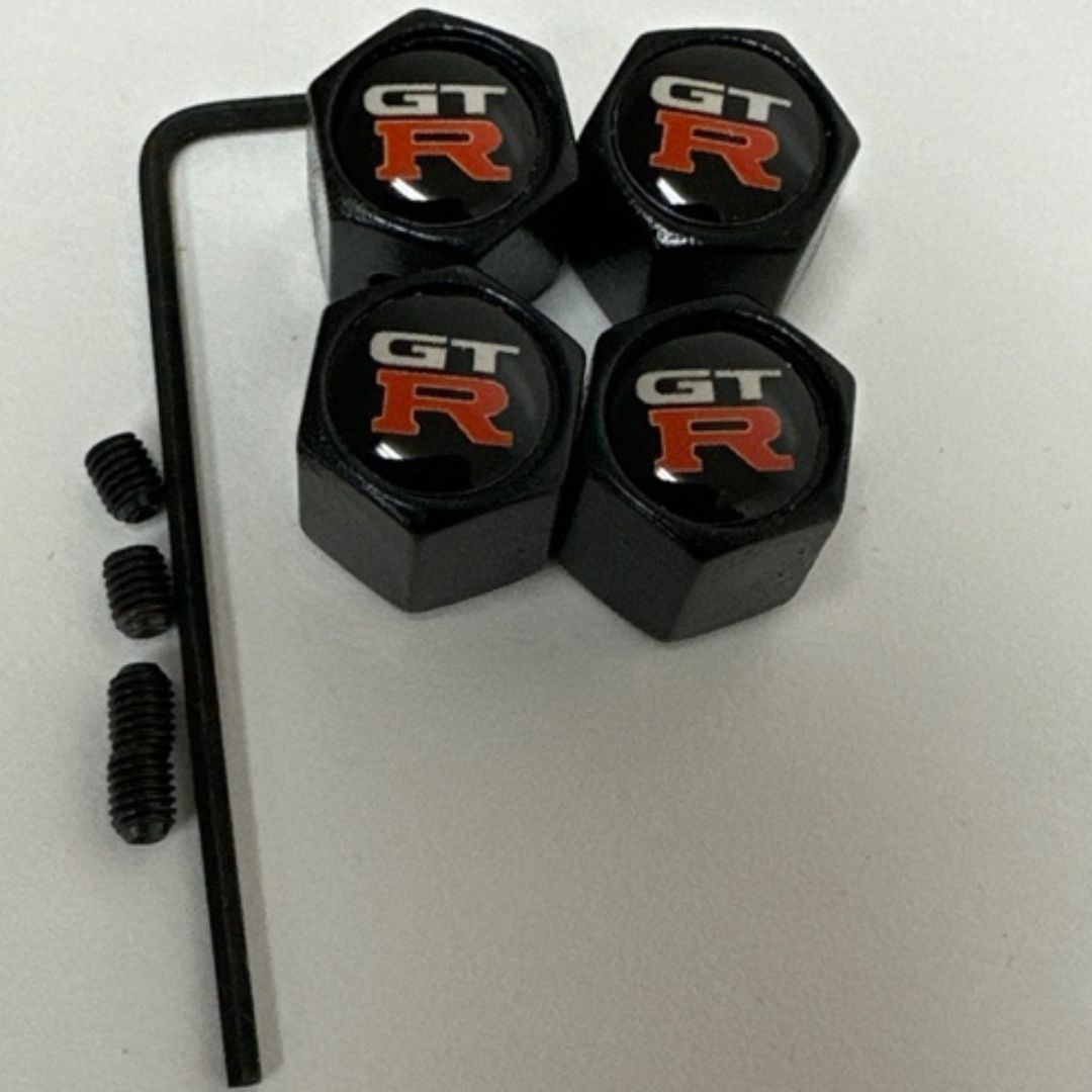 Set of 4 Universal GTR Wheel Stem Air Valve Caps Anti-theft Cover Kit 4da7d3e4