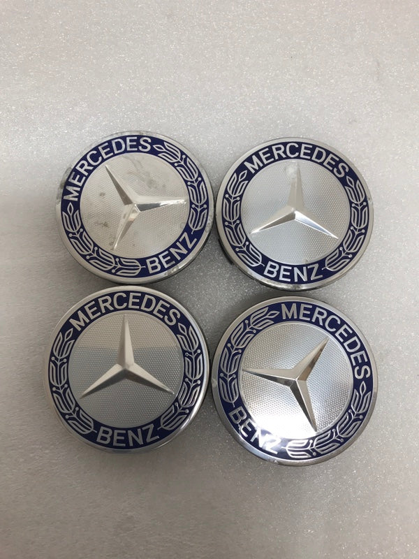 Set of 4 Mercedes 75MM Classic Dark Blue Wheel Center Hub Caps 7b982f74