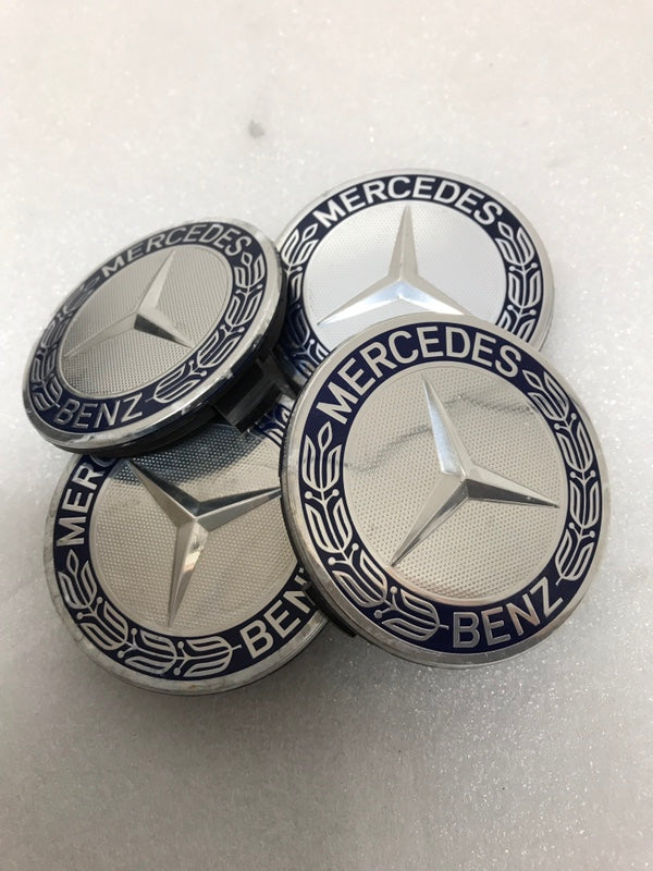 Set of 4 Mercedes 75MM Classic Dark Blue Wheel Center Hub Caps a479f9f8