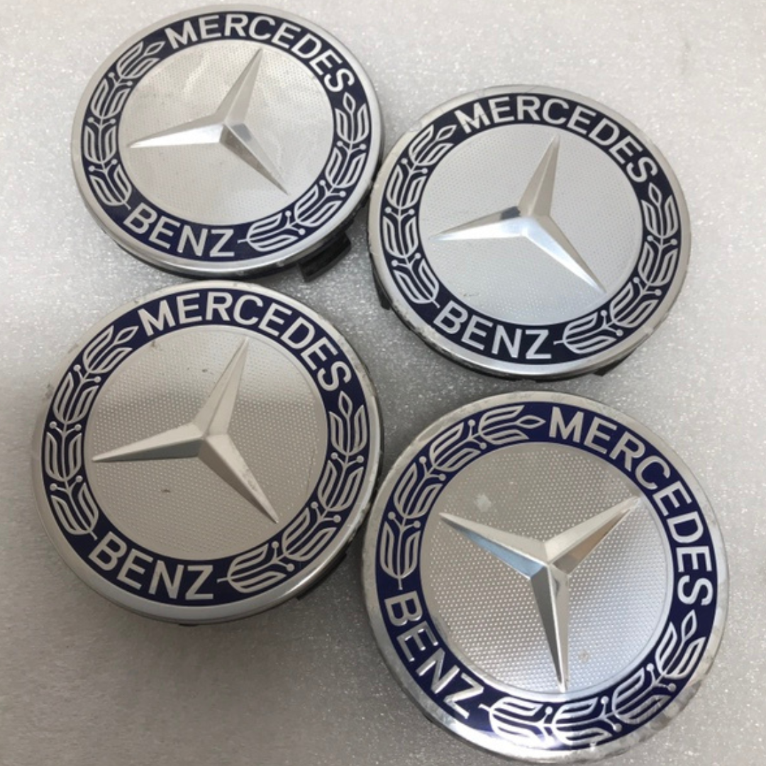 Set of 4 Mercedes 75MM Classic Dark Blue Wheel Center Hub Caps c9a27a3b