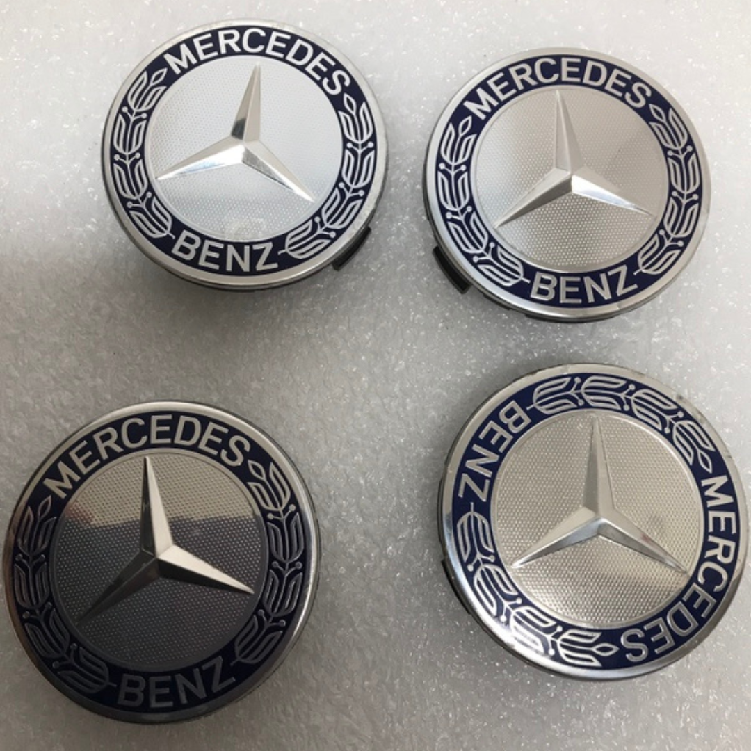 4PC Mercedes 75MM Classic Dark Blue Wheel Center Hub Caps AMG Wreath 331c6574