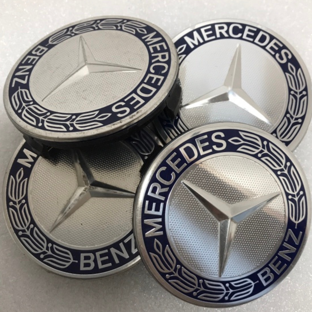 Set of 4 Mercedes 75MM Classic Dark Blue Wheel Center Hub Caps dd09cfab