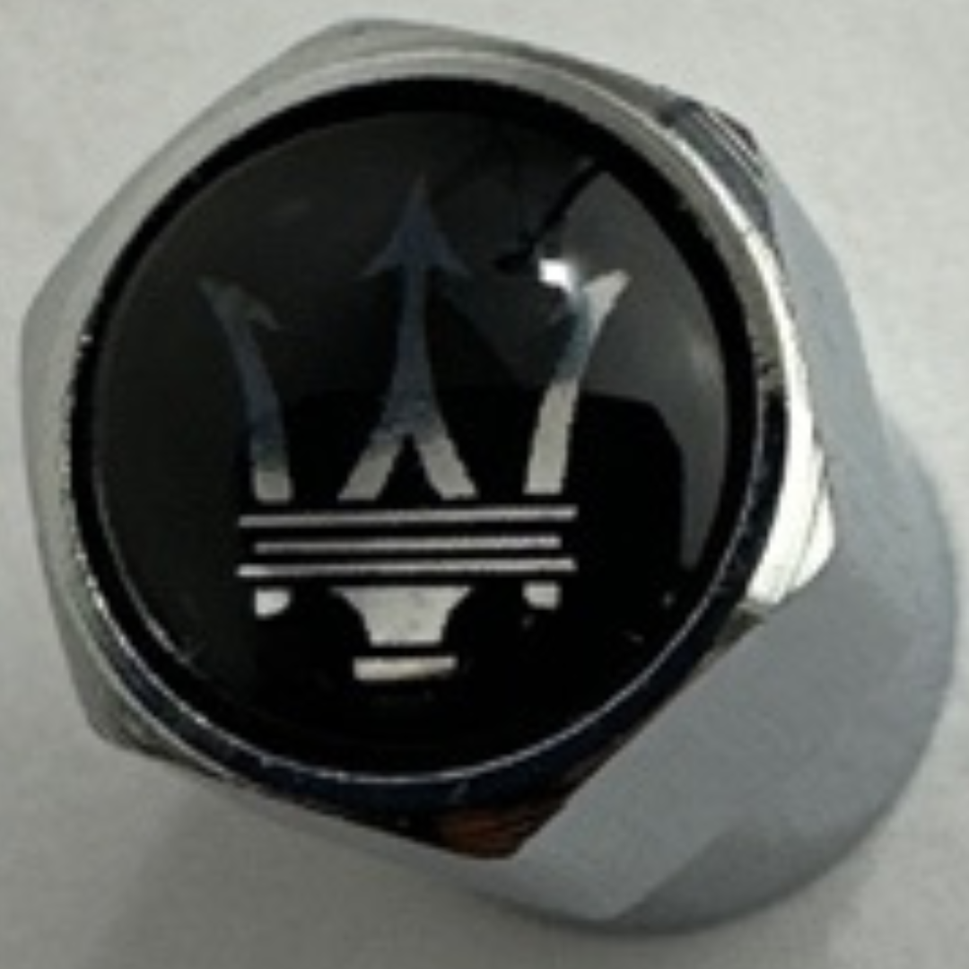 Set of 4 Universal Maserati Silver Wheel Stem Air Valve Caps 5289bdd2