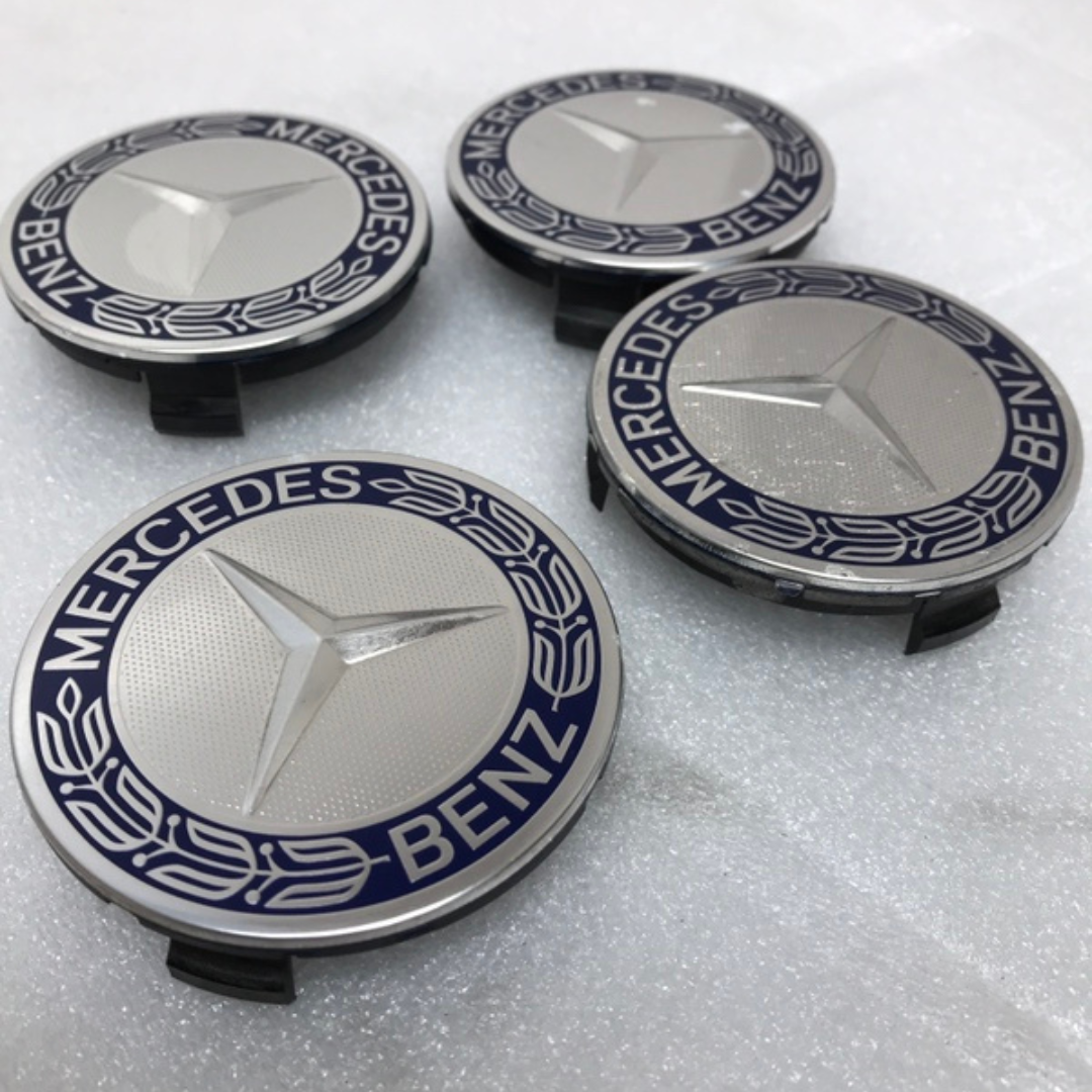 Set of 4 Mercedes 75MM Classic Dark Blue Wheel Center Hub Caps b73b15cb