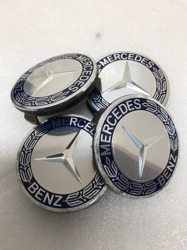 Set of 4 Mercedes 75MM Classic Dark Blue Wheel Center Hub Caps c99b000f