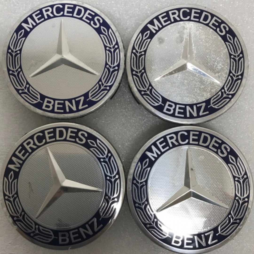 Set of 4 Mercedes 75MM Classic Dark Blue Wheel Center Hub Caps 3c1e018a