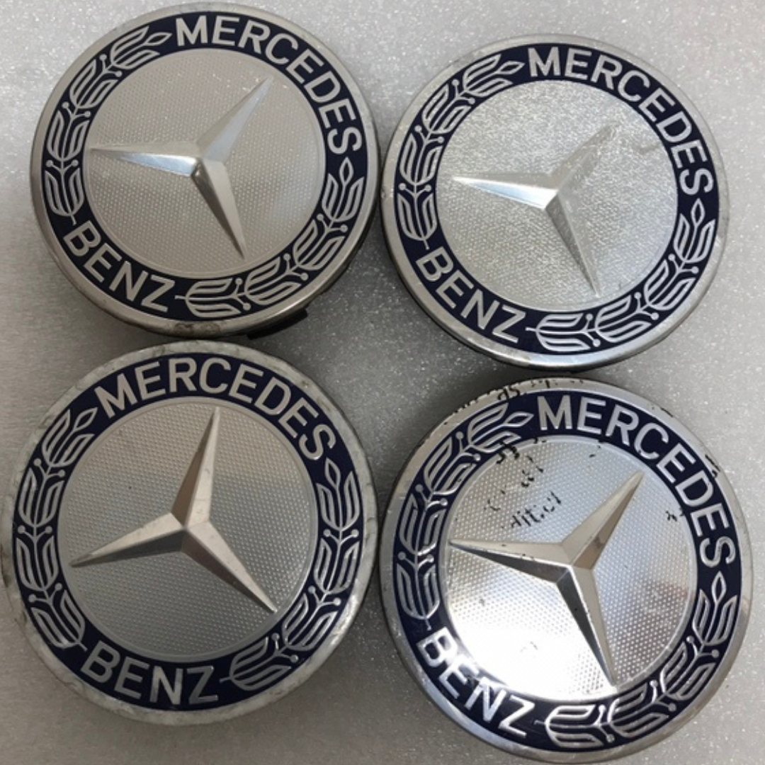 Set of 4 Mercedes 75MM Classic Dark Blue Wheel Center Hub Caps fb73984b