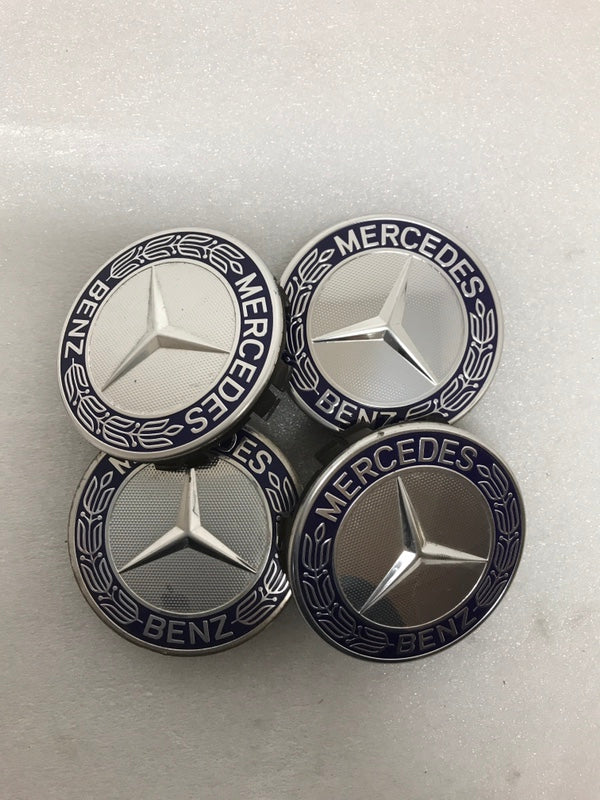 Set of 4 Mercedes 75MM Classic Dark Blue Wheel Center Hub Caps 6596c749