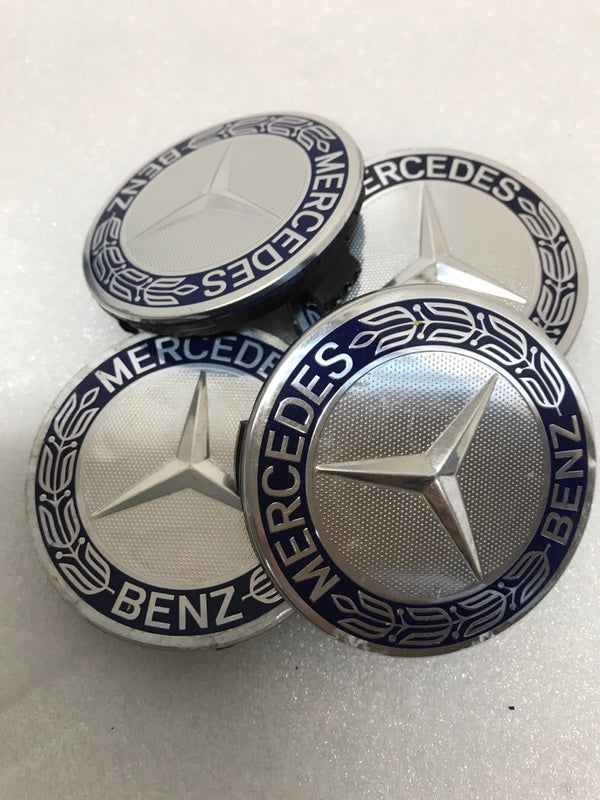 Set of 4 Mercedes 75MM Classic Dark Blue Wheel Center Hub Caps df57ccf3