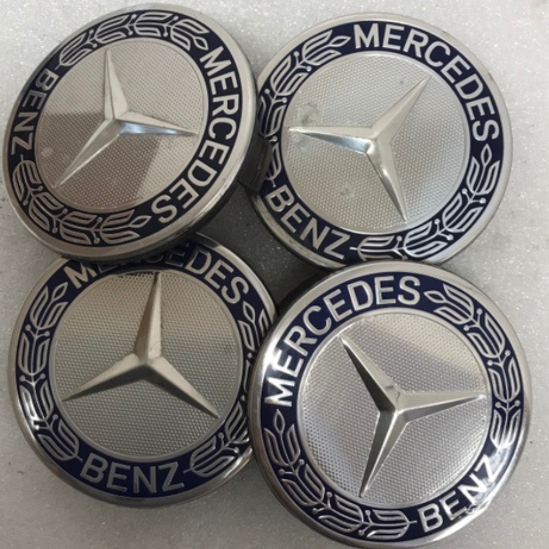 Set of 4 Mercedes 75MM Classic Dark Blue Wheel Center Hub Caps AMG b49527de