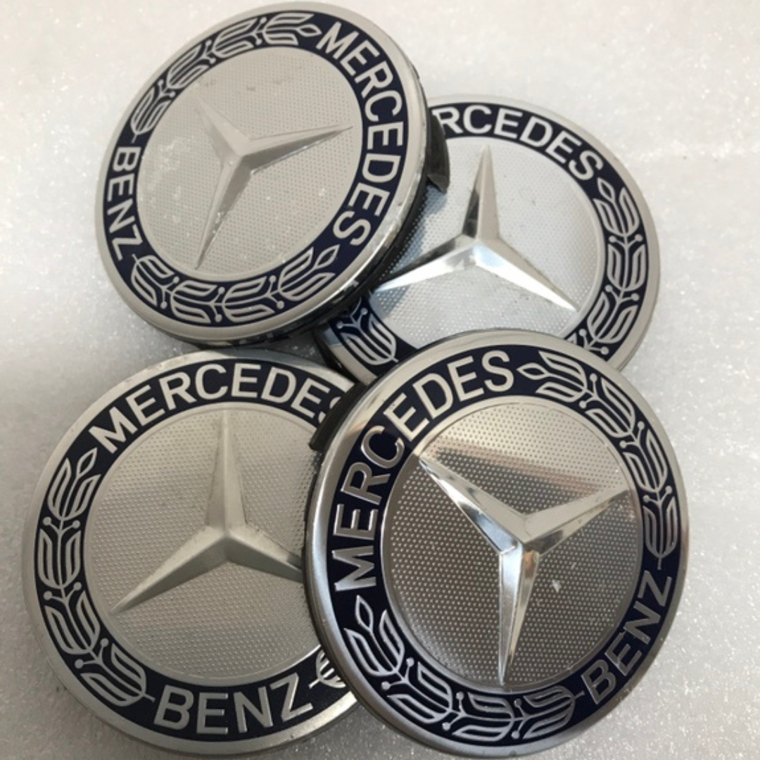 Set of 4 Mercedes 75MM Classic Dark Blue Wheel Center Hub Caps a333b0fe