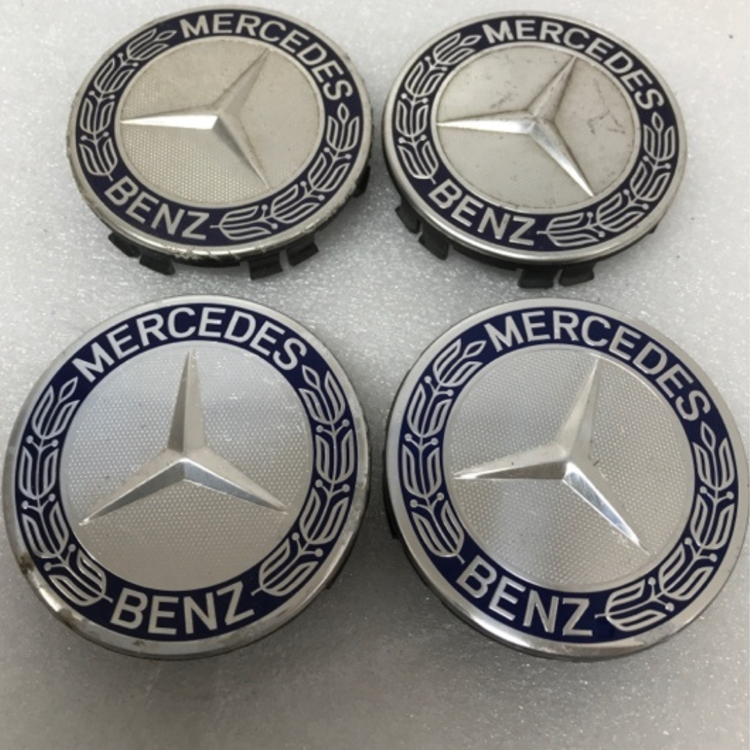 Set of 4 Mercedes 75MM Classic Dark Blue Wheel Center Hub Caps AMG ebb03f8