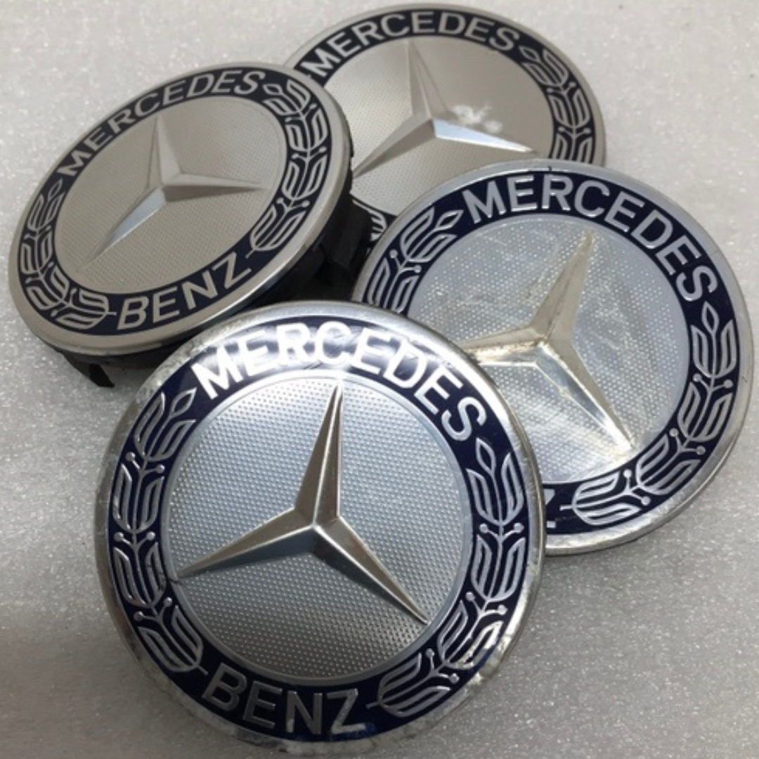 Set of 4 Mercedes 75MM Classic Dark Blue Wheel Center Hub Caps 5093bb96