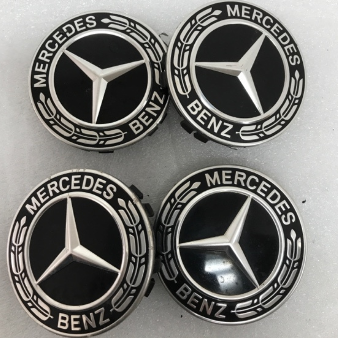 Set of 4 Mercedes-Benz Black Wheel Center Caps 75MM A2224002200 128dc8fb