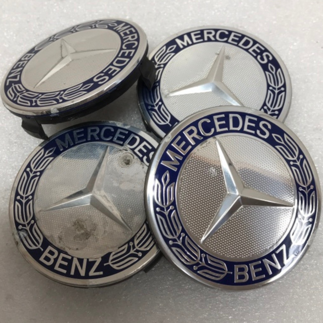 Set of 4 Mercedes Classic Dark Blue Wheel Center Hub Caps AMG Wreath 13e63e80