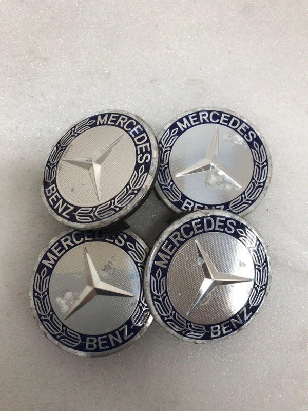 Set of 4 Mercedes 75MM Classic Dark Blue Wheel Center Hub Caps 0e69b2d7