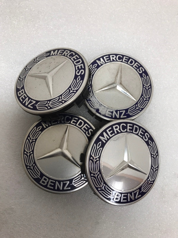 Set of 4 Mercedes 75MM Classic Dark Blue Wheel Center Hub Caps f7371363