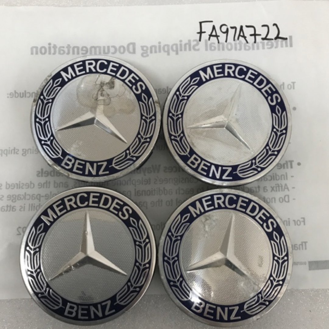 Set of 4 Mercedes-Benz Classic Dark Blue Wheel Center Caps AMG Wreath fa91a722