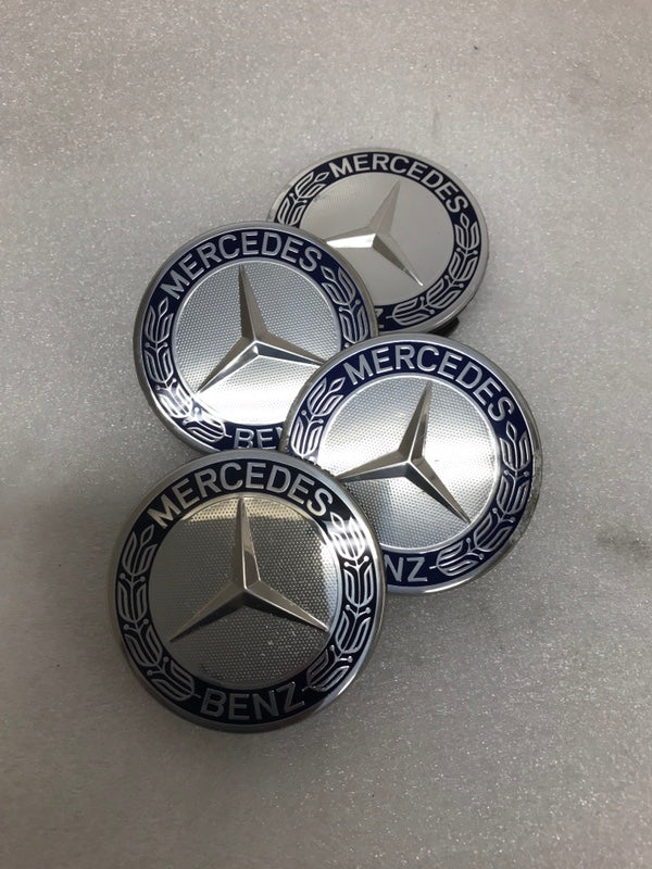 Set of 4 Mercedes 75MM Classic Dark Blue Wheel Center Hub Caps a6981ca9