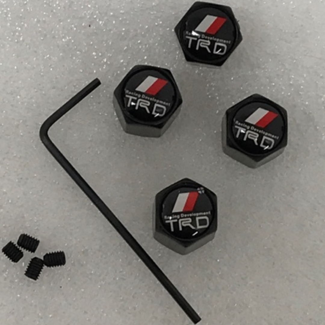 Set of 4 TRD Racing Development Tire Valve Stem Caps For Car with key 60a8b953