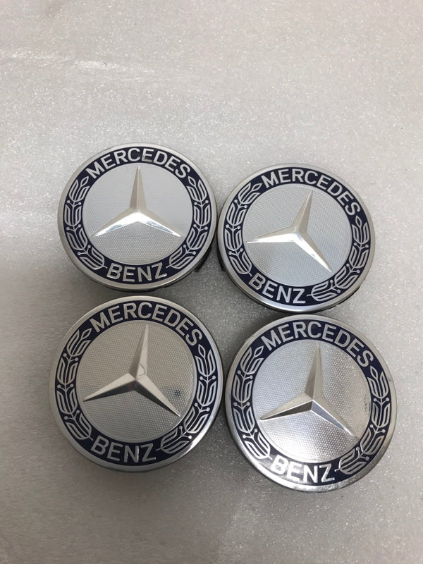 Set of 4 Mercedes 75MM Classic Dark Blue Wheel Center Hub Caps dfae7437