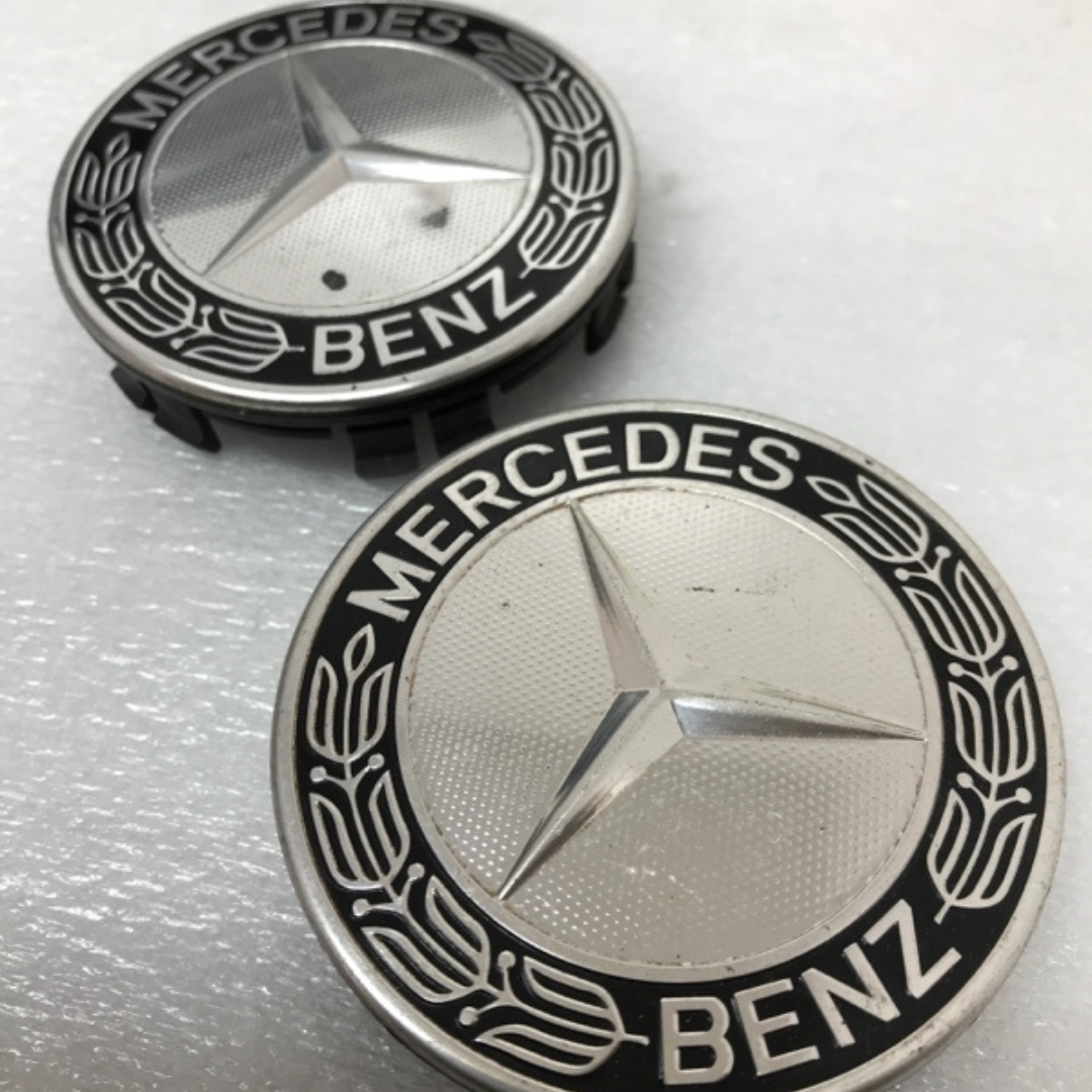 Set of 2 Mercedes 75MM Classic Dark Wheel Center Hub Caps AMG Wreath dd6980c2