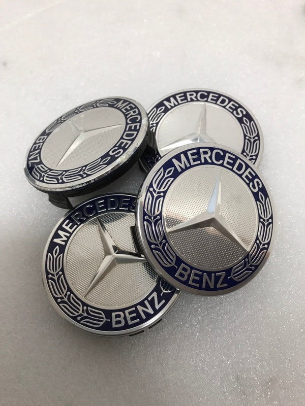 Set of 4 Mercedes 75MM Classic Dark Blue Wheel Center Hub Caps 985c0799