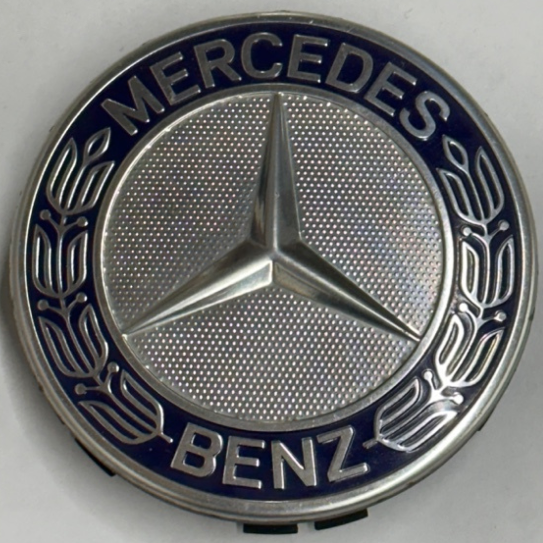 Set of 4 Mercedes-Benz 75MM Dark Blue Wheel Center Caps AMG Wreath c491c1d8
