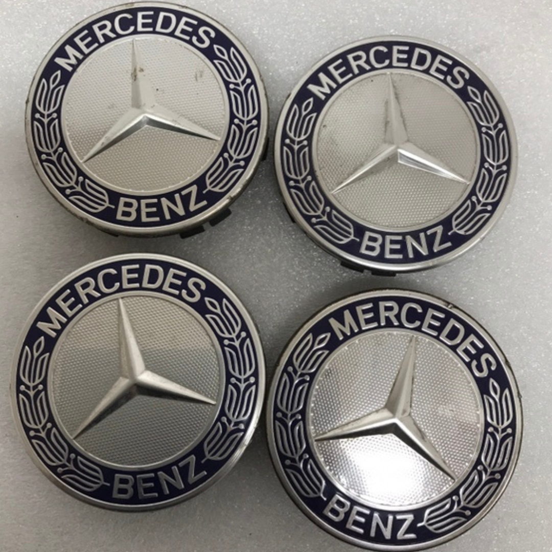 Set of 4 Mercedes 75MM Classic Dark Blue Wheel Center Hub Caps 49095588