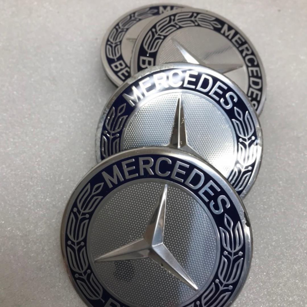 Set of 4 Mercedes 75MM Classic Dark Blue Wheel Center Hub Caps 7aa63f37