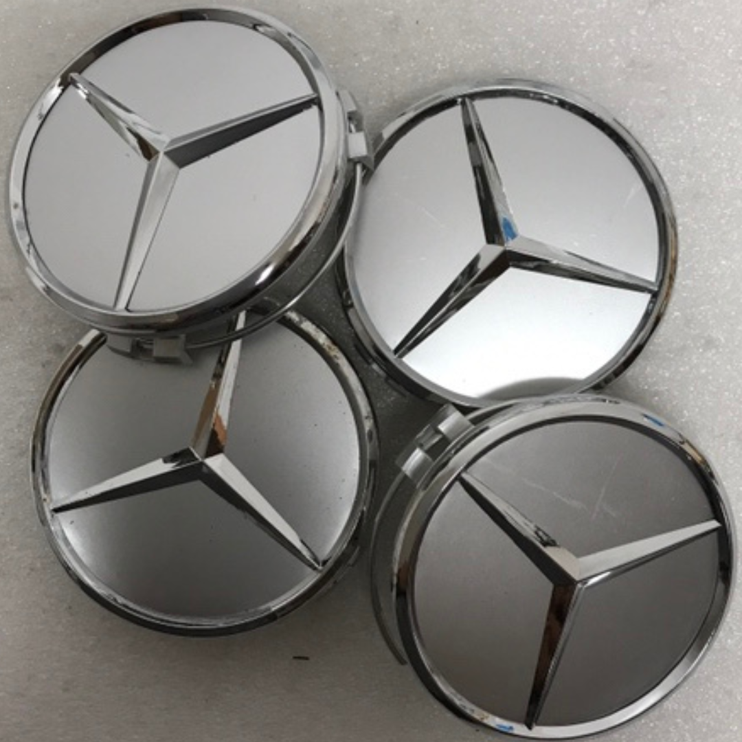 Set of 4 Mercedes-Benz Silver Wheel Center Hub Caps 9ef8b6c8