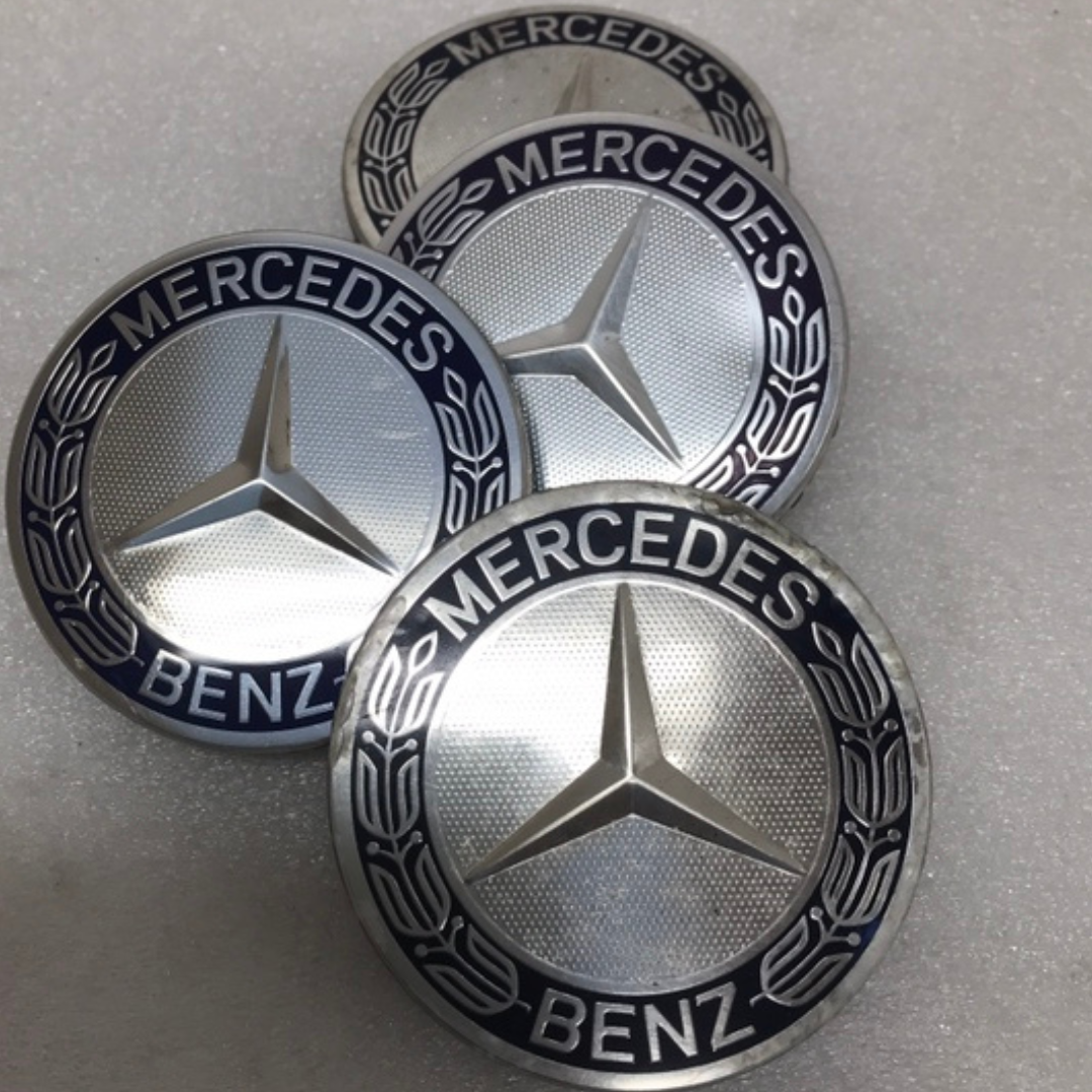Set of 4 Mercedes 75MM Classic Dark Blue Wheel Center Hub Caps 8a7166a5