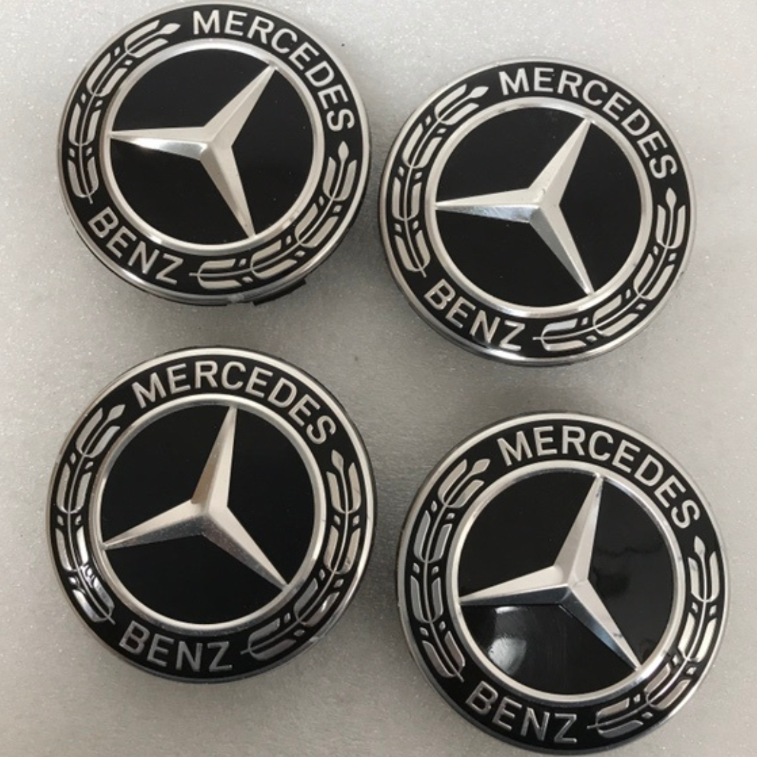 Set of 4 Mercedes-Benz Black Wheel Center Caps 519325c9