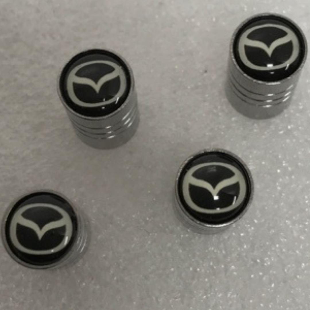 Set of 4 Universal Mazda Silver Wheel Stem Air Valve Caps 47000ac9