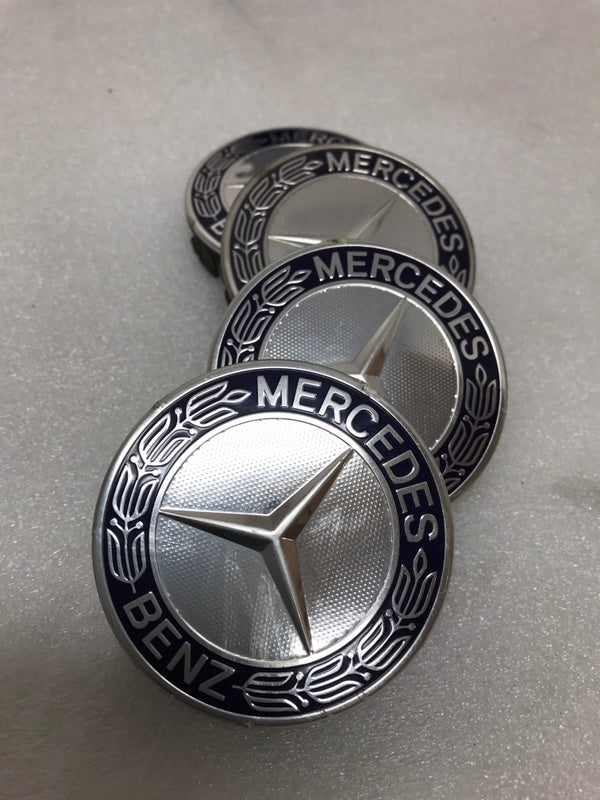Set of 4 Mercedes 75MM Classic Dark Blue Wheel Center Hub Caps 5a8b5ce0