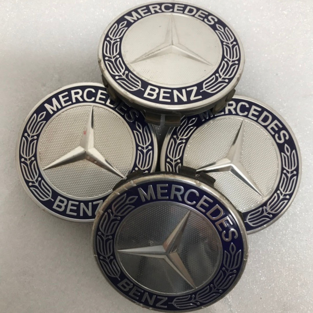 Set of 4 Mercedes 75MM Classic Dark Blue Wheel Center Hub Caps AMG 590fb8dc