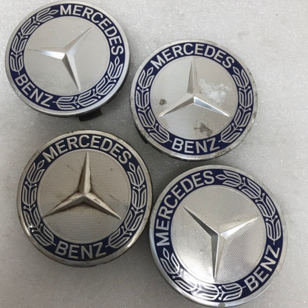 Set of 4 Mercedes Classic Dark Blue Wheel Center Hub Caps AMG Wreath a539ea04