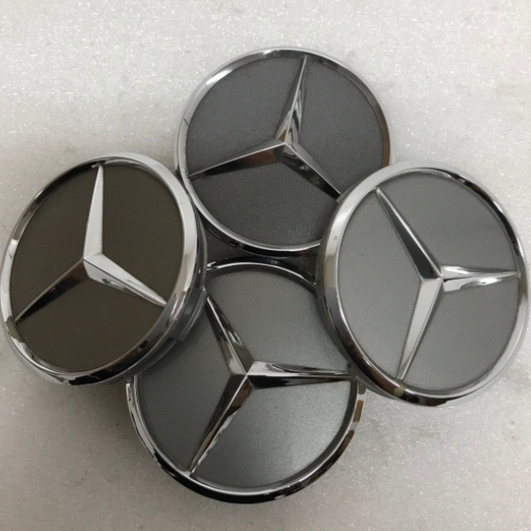 Set of 4 Mercedes-Benz Gray Wheel Center Hub Caps dd4e1257