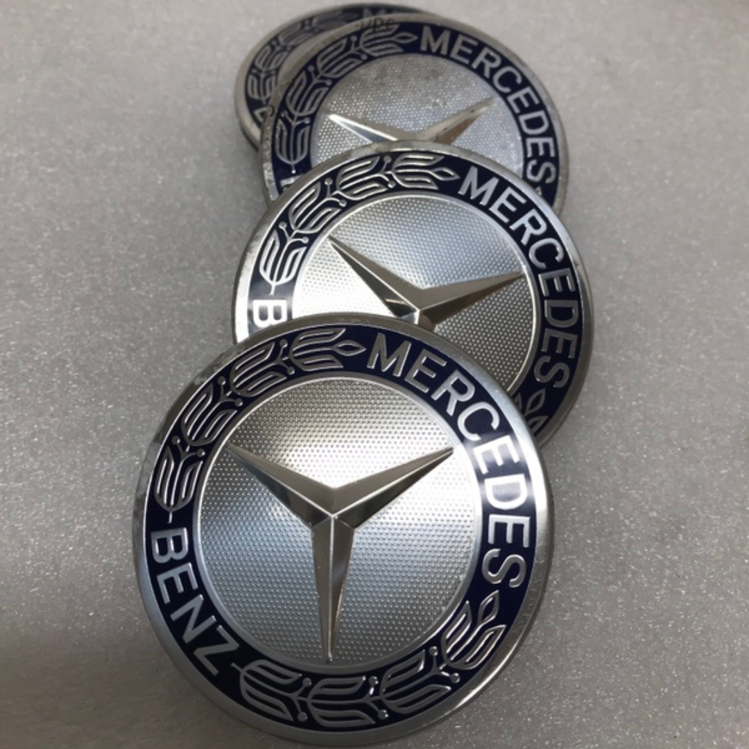 Set of 4 Mercedes 75MM Classic Dark Blue Wheel Center Hub Caps 19460d7c