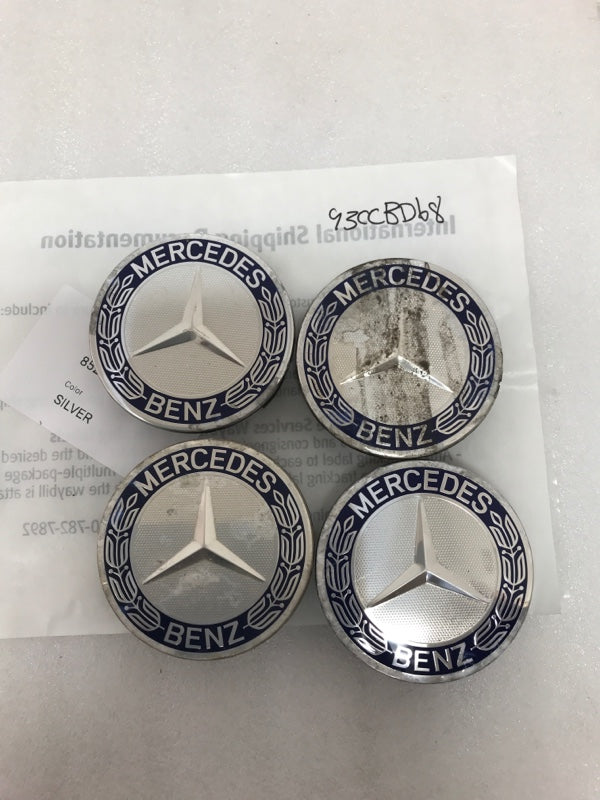 Set of 4 Mercedes 75MM Classic Dark Blue Wheel Center Caps AMG Wreath 93ccbd68
