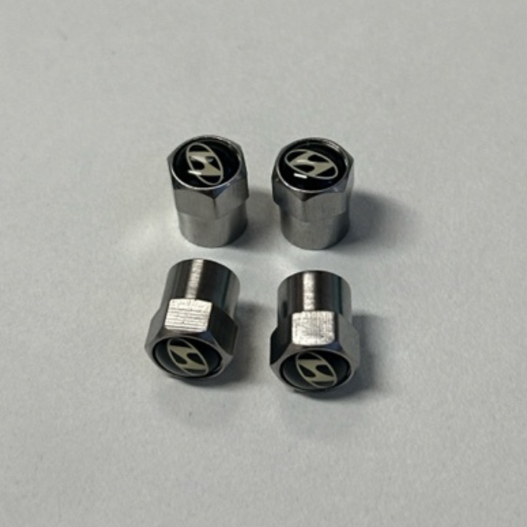 Set of 4 Hyundai Silver Wheel Stem Air Valve Caps 3266aa58