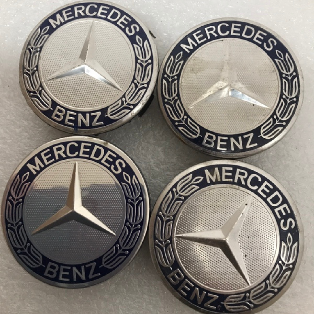 Set of 4 Mercedes 75MM Classic Dark Blue Wheel Center Caps AMG Wreath 46259a2e