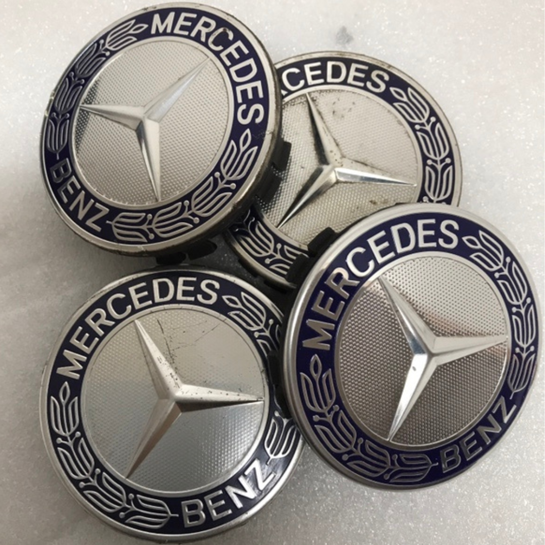Set of 4 Mercedes 75MM Classic Dark Blue Wheel Center Hub Caps a25fe1cd