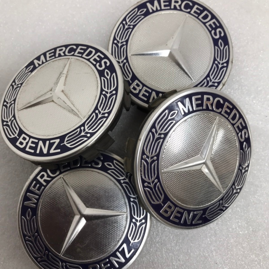 Set of 4 Mercedes 75MM Classic Dark Blue Wheel Center Hub Caps 560f8fcc